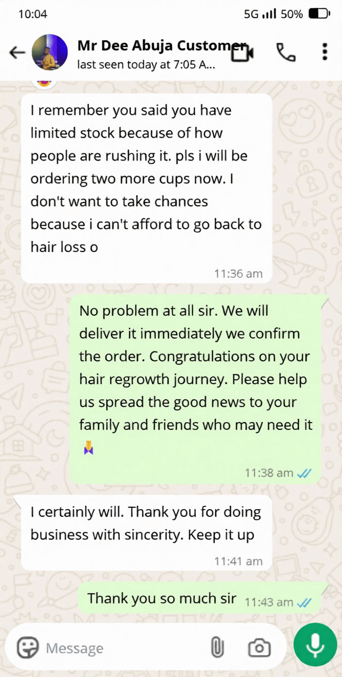 Customer before and after result